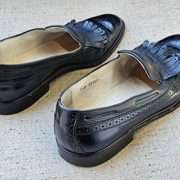 Brassboot Men Shoes Black Leather Loafer Kiltie Slip On Size 9.5M Made Italy main image 10